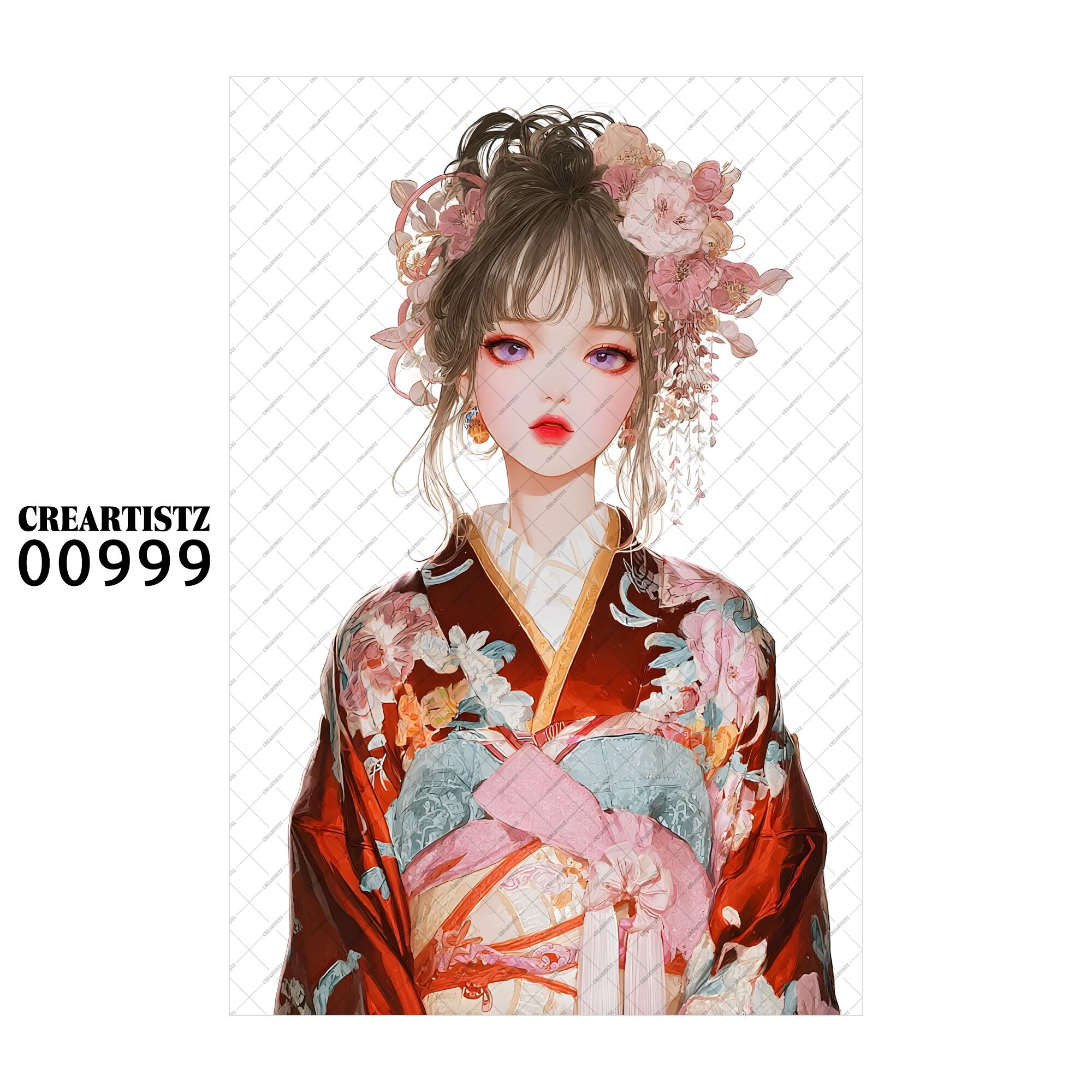 00999 ガール キュート オリジナル ペーパー/ステッカー 4枚セット CREARTISTZ