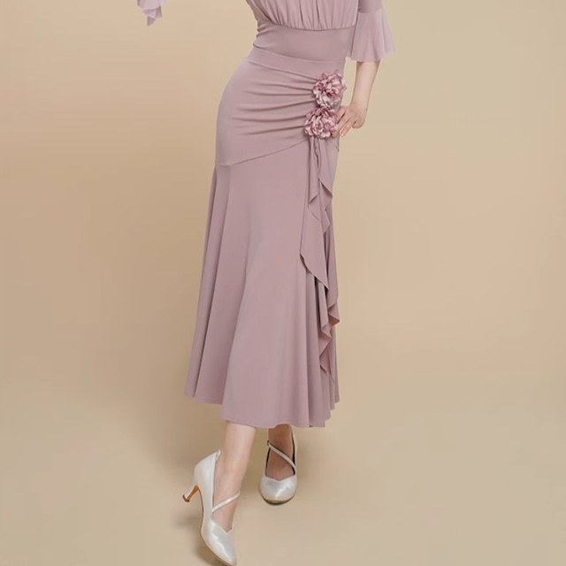 フラワーモチーフ エレガンス フレアスカート 3col D00361