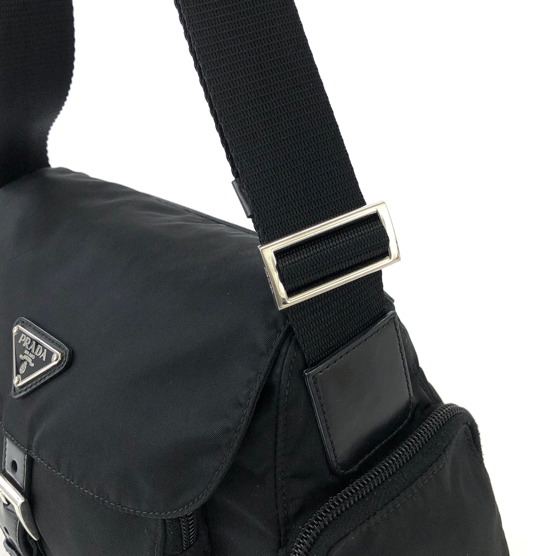 PRADA プラダ トライアングルロゴ ナイロン×レザー サイドポケット