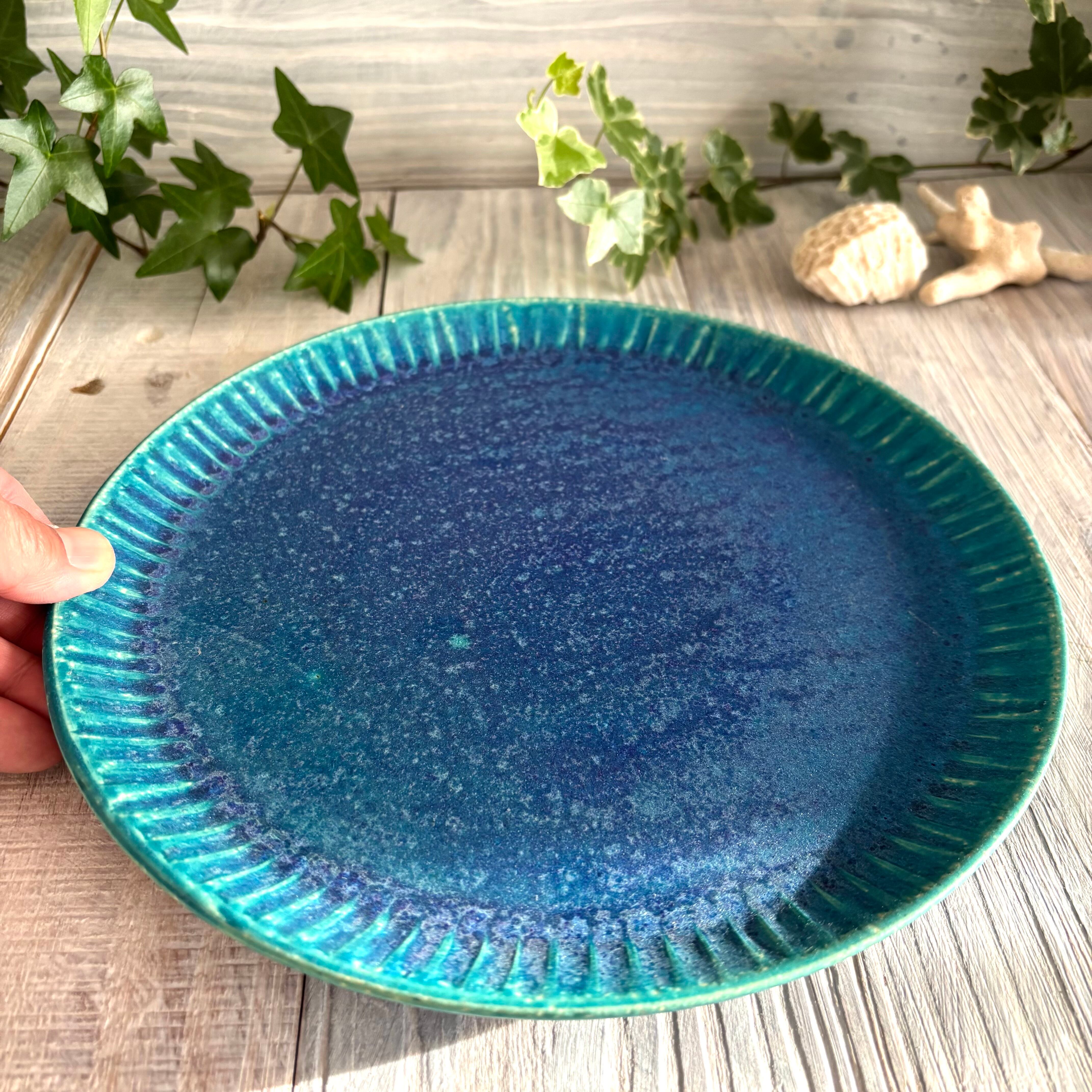 大皿 縞プレート ワンプレート | Blue Pottery