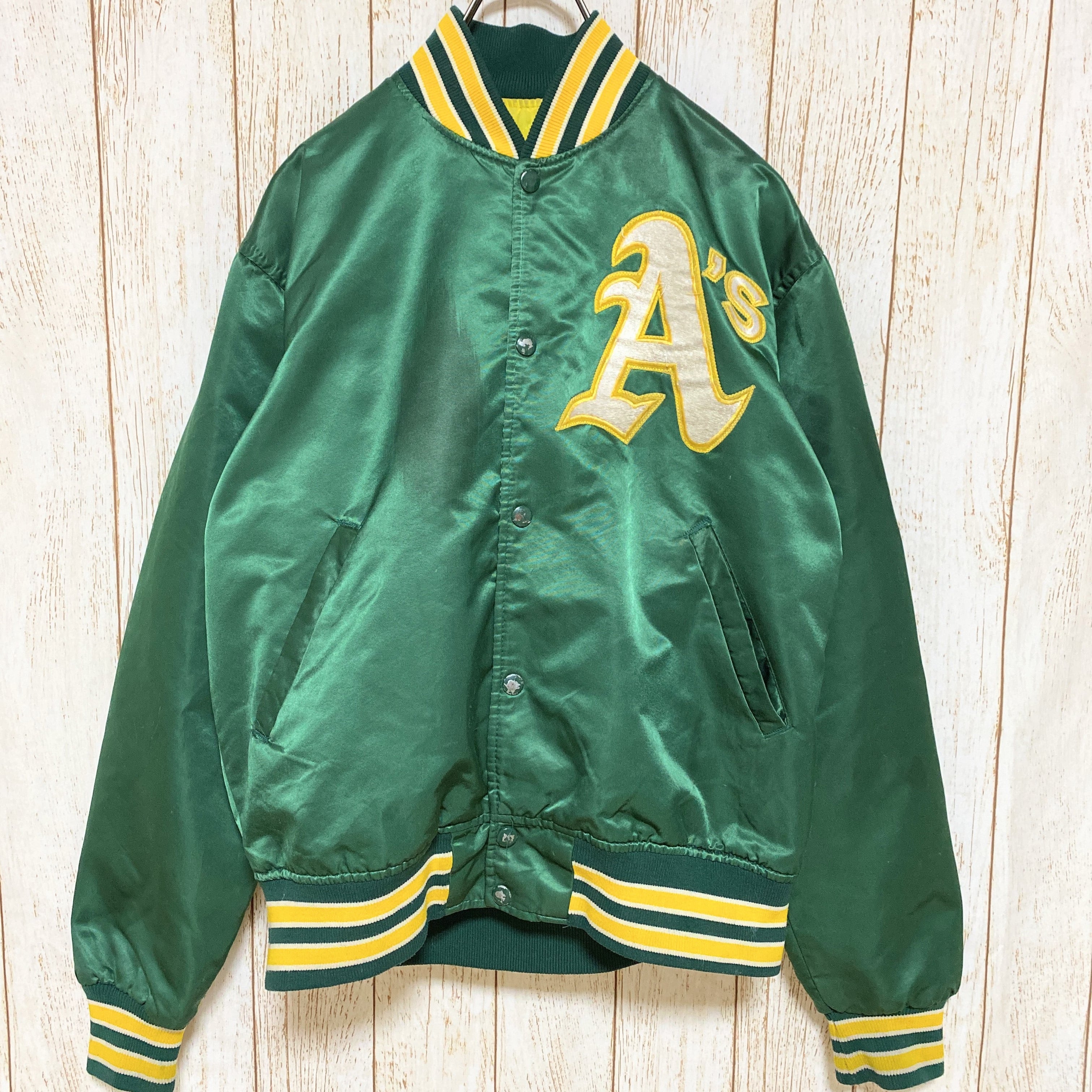 90s USA製 STARTER スターター MLB Oakland Athletics オークランド・アスレチックス ナイロン スタジャン M  USA古着