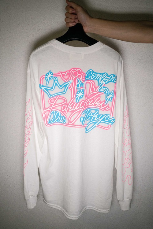 RAKUGAKI “NEON SIGN” Long T-Shirts White