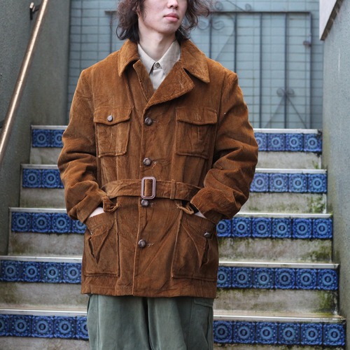 70's USA VINTAGE Sports wear CORDULOY BELTED HALF COAT/70年代アメリカ古着コーデュロイベルテッドハーフコート