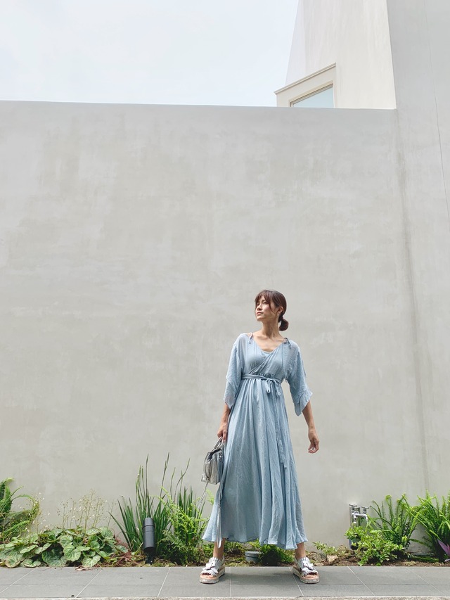 アイスブルーマキシワンピース Fanfan Closet ファンファンクローゼット アイスブルーマキシワンピース Fanfan Closet ファンファンクローゼット