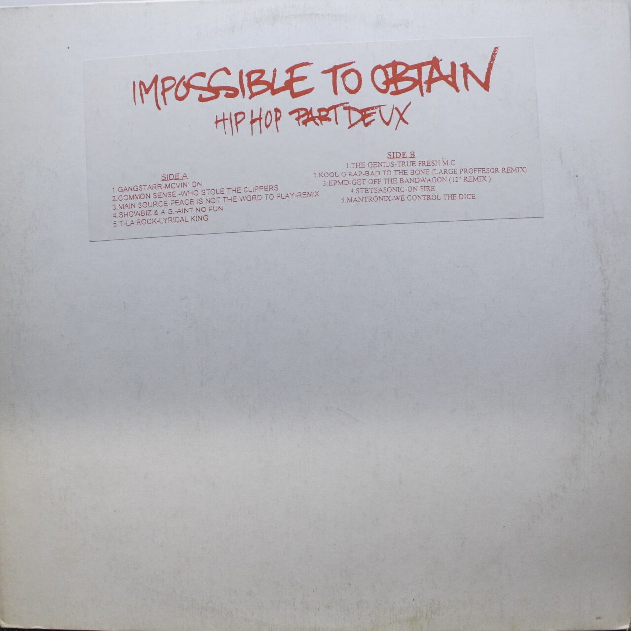 Various / Impossible To Obtain Hip Hop Part Deux [TDL-9559] - 画像1