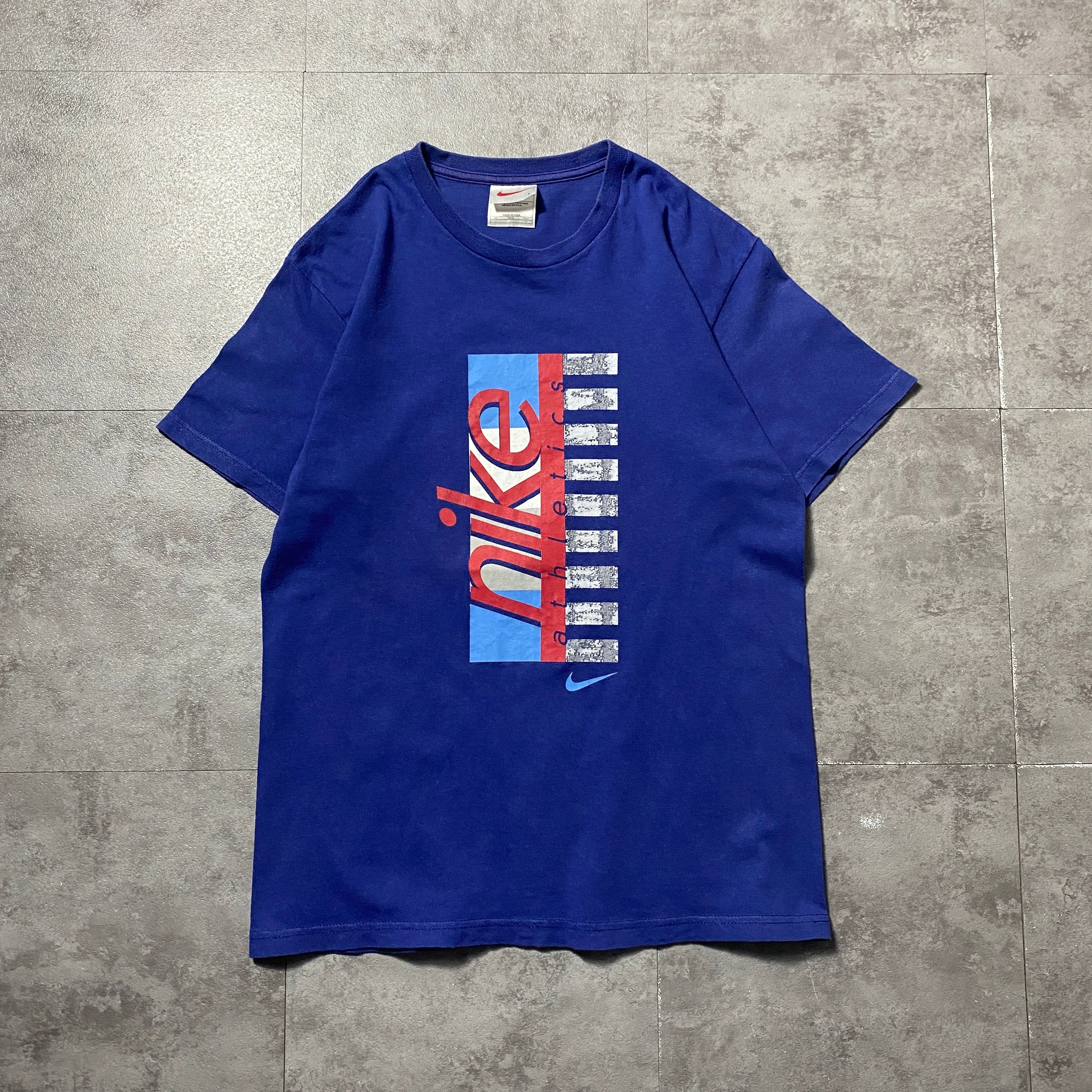レッドダイヤモンズ Nike シャツ 青 USA製】90's 00's NIKE ナイキ プリント ネイビー Tシャツ