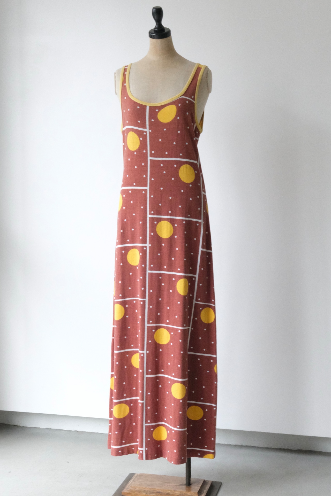 Vintage retro geometric dot maxi tank dress