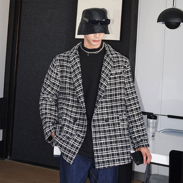 予約販売】テーラードジャケット チェック柄 アウター ジャケット