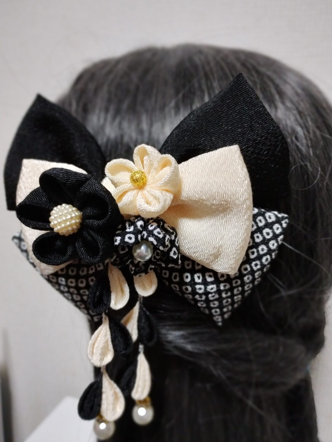 髪飾り 髪飾り黒 リボン黒 成人式髪飾り 卒業式髪飾り 七五三髪飾り  