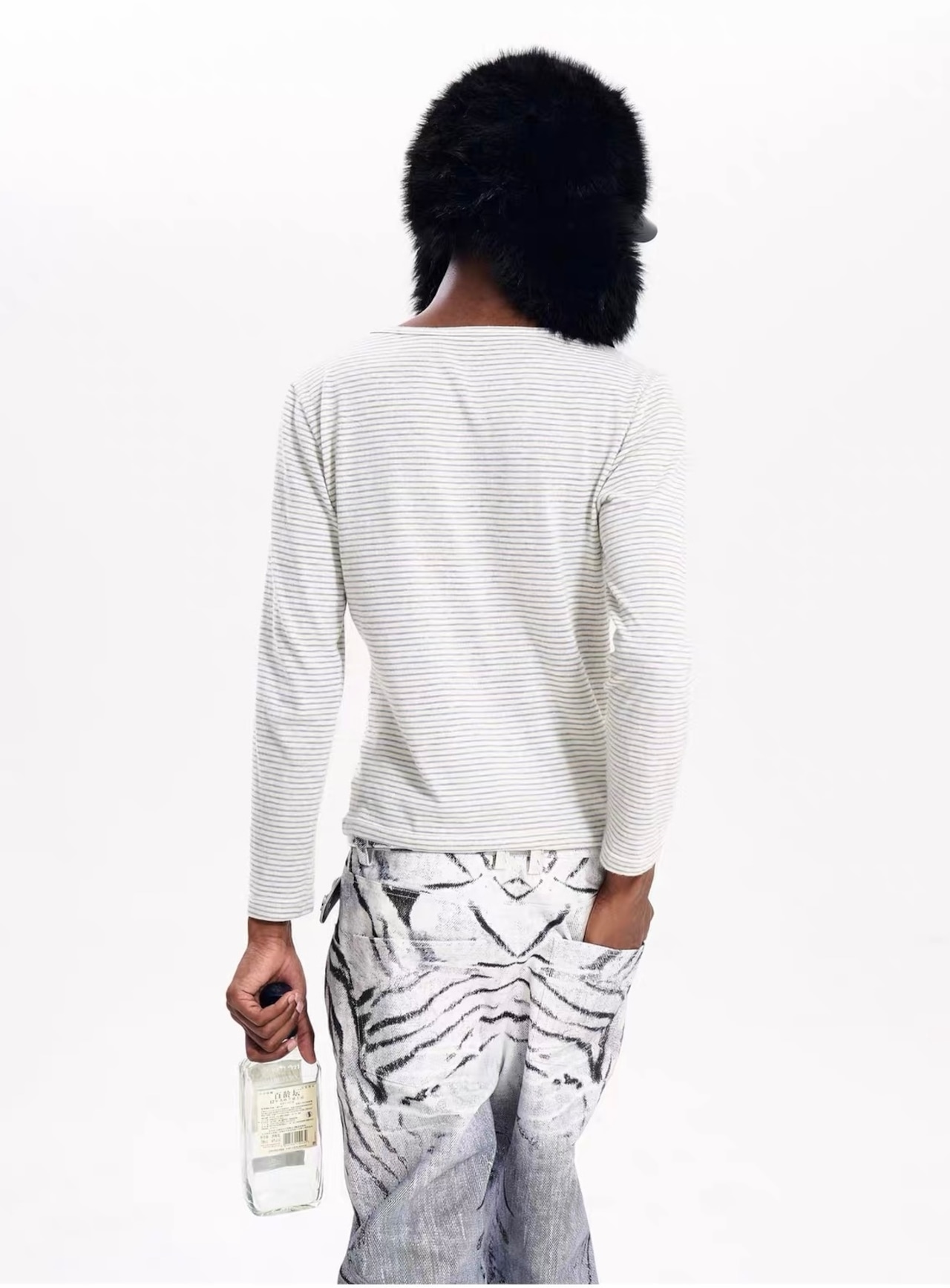 【Fourth3ex】Vintage Border Letter Print Long Sleeve T-Shirt