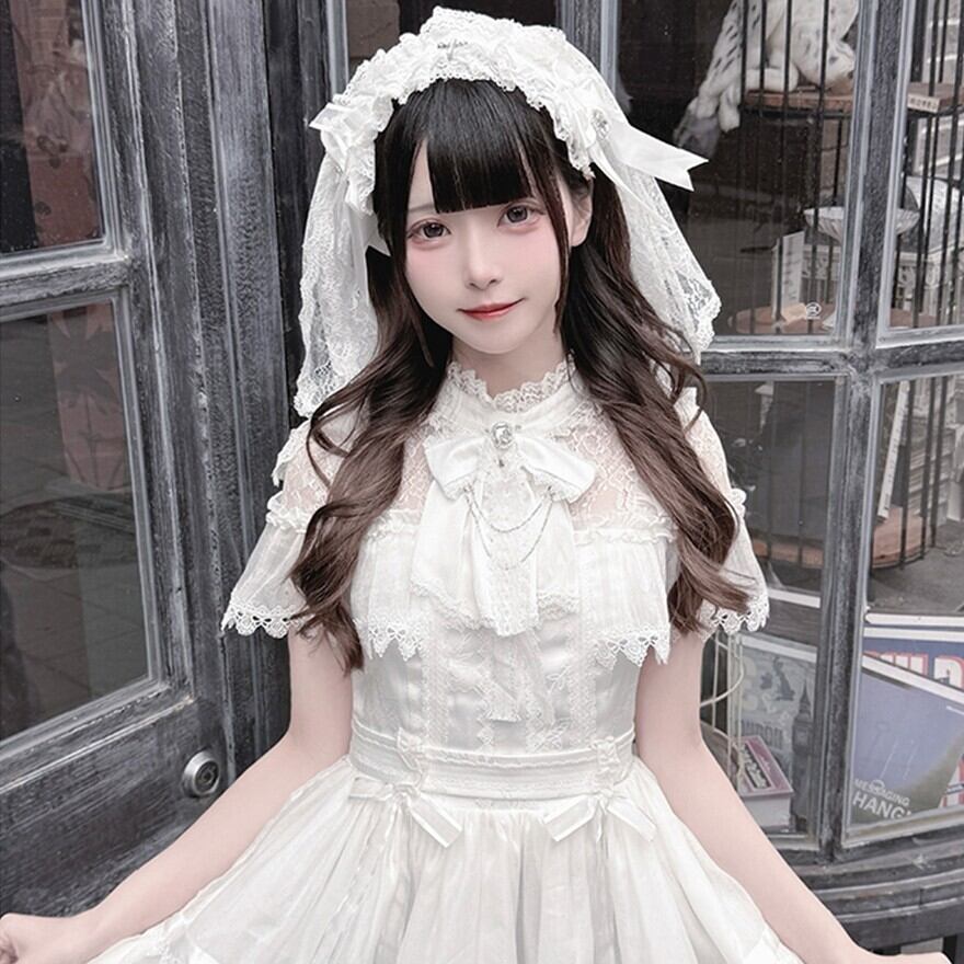 ゴスロリ ドレス 地雷系 レース ネックリボン ダークファッション 闇