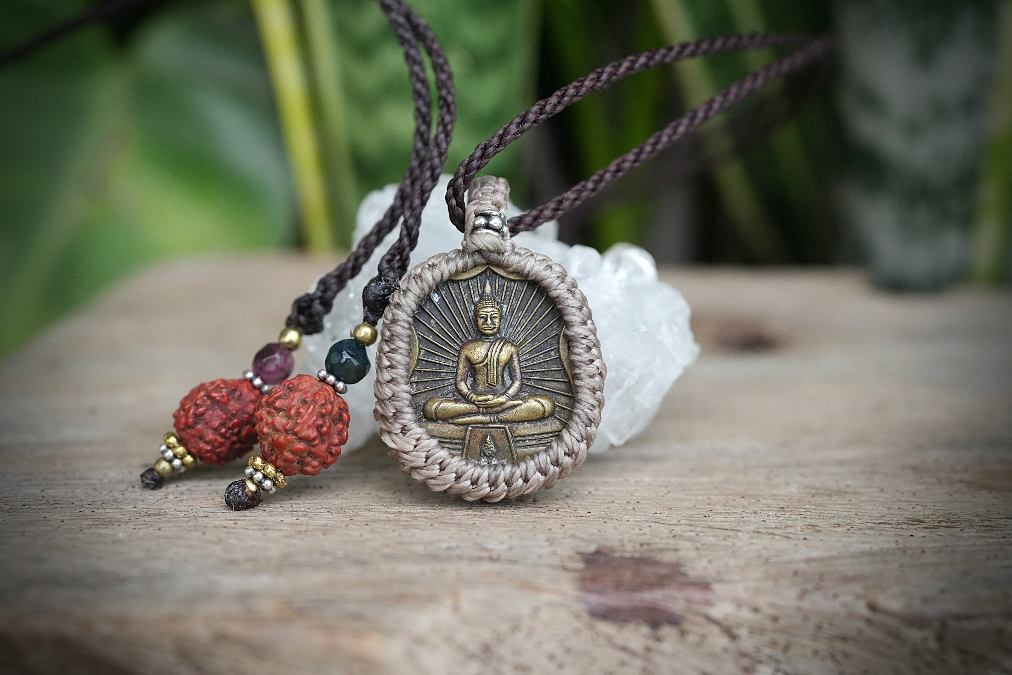 御幸さす★仏陀様カービング マクラメネックレス2446