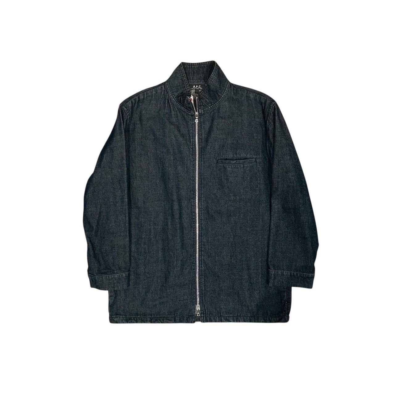 A.P.C.” Indigo cotton denim design double zip jacket | Kissmet