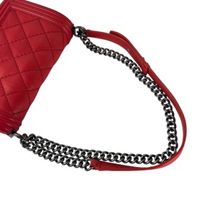 【最終処分SALE】CHANEL シャネル ワイルドステッチ ボーイシャネル レザー ショルダーバッグ レッド A-8201