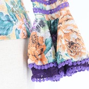 フラメンコ 衣装 DOCE del Flamenco ドセデルフラメンコ トップス ブラウス ブルー系 グリーン系 ピンク系 パープル系 オレンジ系 紫 オレンジ フリル レース 花柄 長袖 ダンス パーティ 発表会 華やか レディース 総柄 かわいい ステージ ダンス衣装 イベント