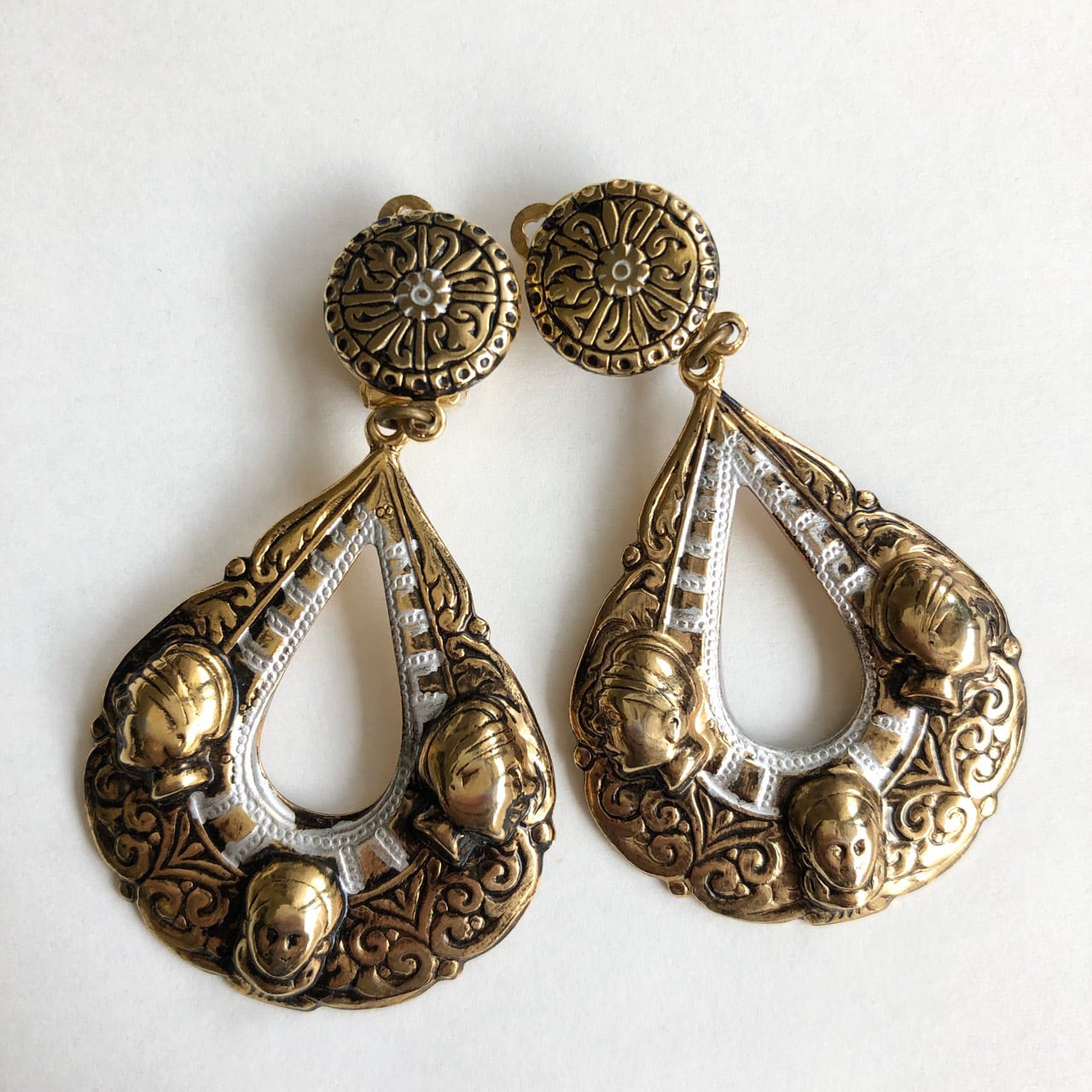 Spain Damascene dangle earring[e-1816] ヴィンテージイヤリング