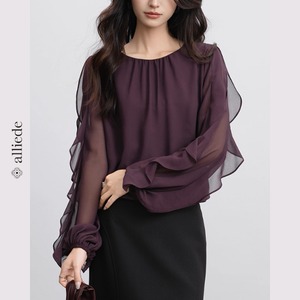 フリルスリーブシフォンブラウス　A3119