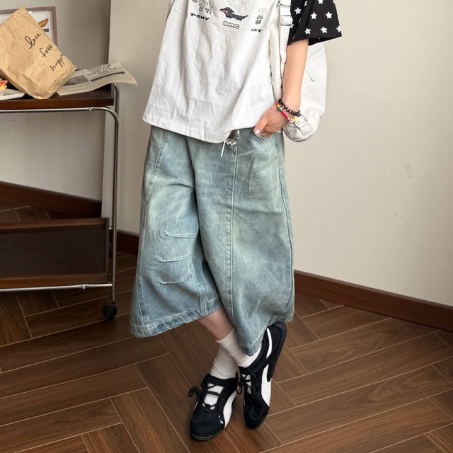 front button cropped denim　フロントボタンクロップドデニム　J1829