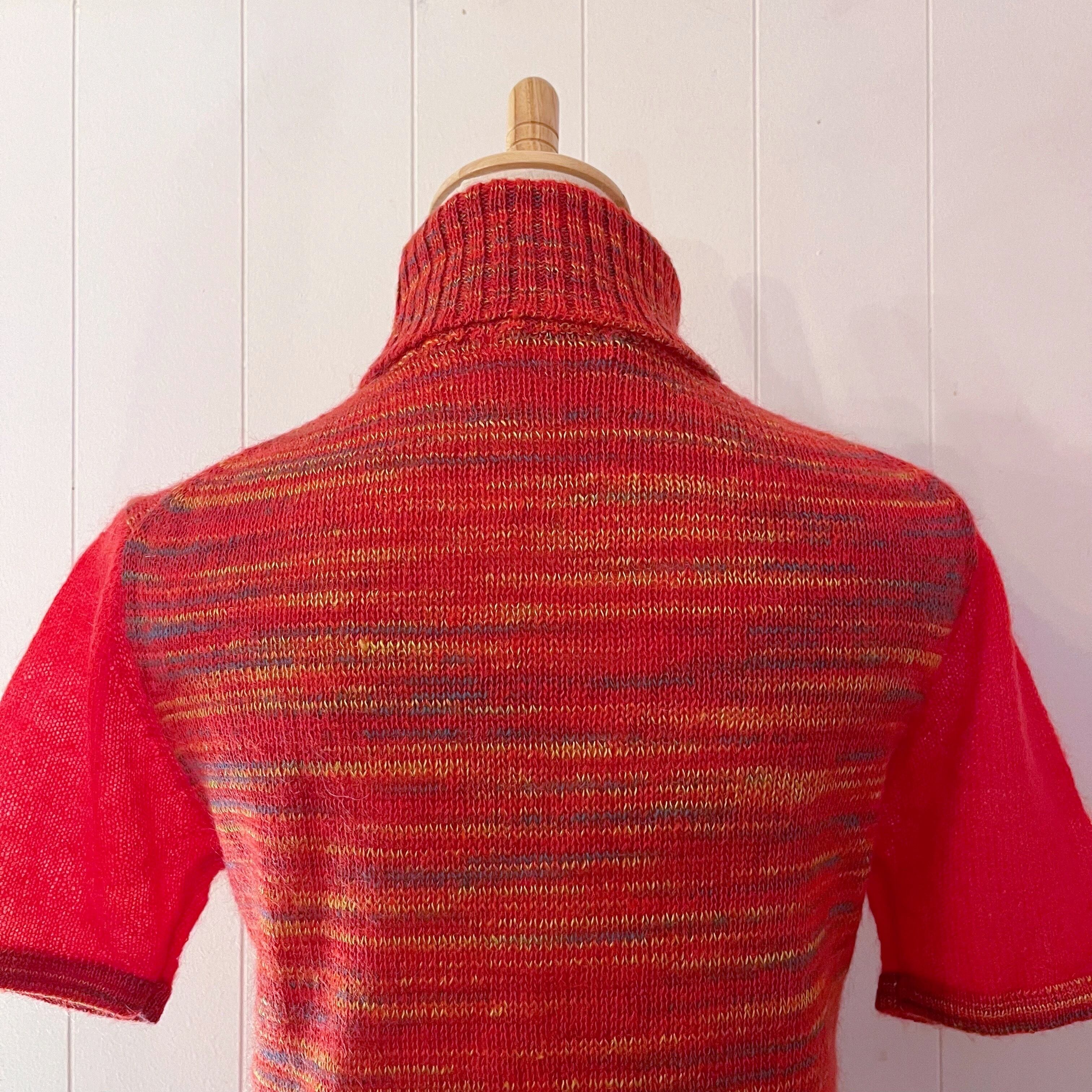 multi color turtle neck knit sweater