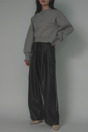 Easy leather wide pants