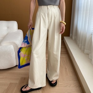 レディース パンツ ボトムス ワイドパンツ フルレングス ワイド ストレート タック タックプリーツ ポケット ハイウエスト コンサバ 大人可愛い きれいめ シンプル カジュアル 上品 おしゃれ かっこいい レトロ アジアン エスニック エキゾチック こなれ感 ラフ メンズライク マニッシュ ボーイッシュ クール モード系 エレガント モダン 主役級 都会的 ラグジュアリー クラシカル ベーシック アメリカン プレッピー カントリー ナチュラル 無地 ロングシーズン オフィス 通勤 お出かけ 美脚 着回し