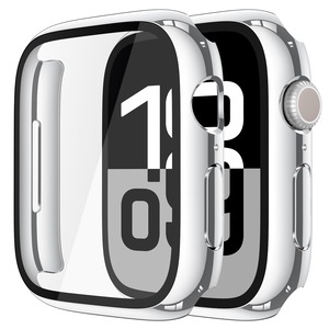 【努力特価】ULOE 対応 Apple Watch Series 11 (2025) Series 10 42mm用 ケース 対応アップルウォッチ 11/10 42mm 保護カバー ガラスフィルム 一体型 PC素材全面保護(シルバー)