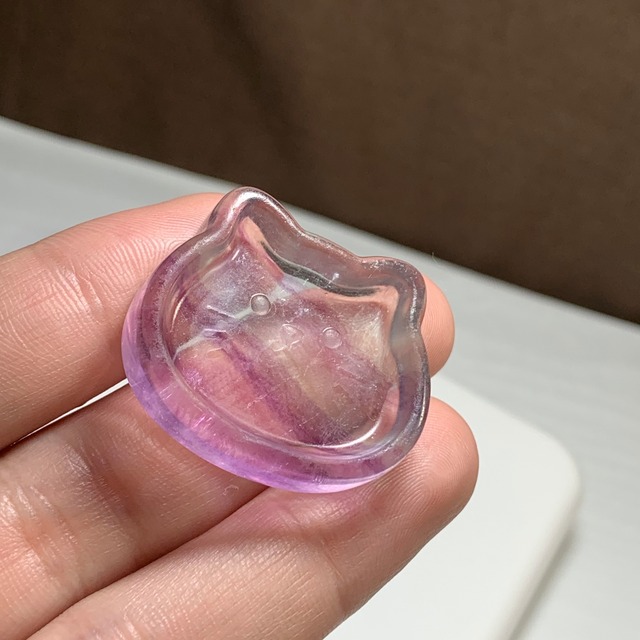 9.可愛い猫顔☆フローライト猫皿