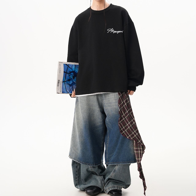 バックレタリングカジュアルトレーナー 2col R00982