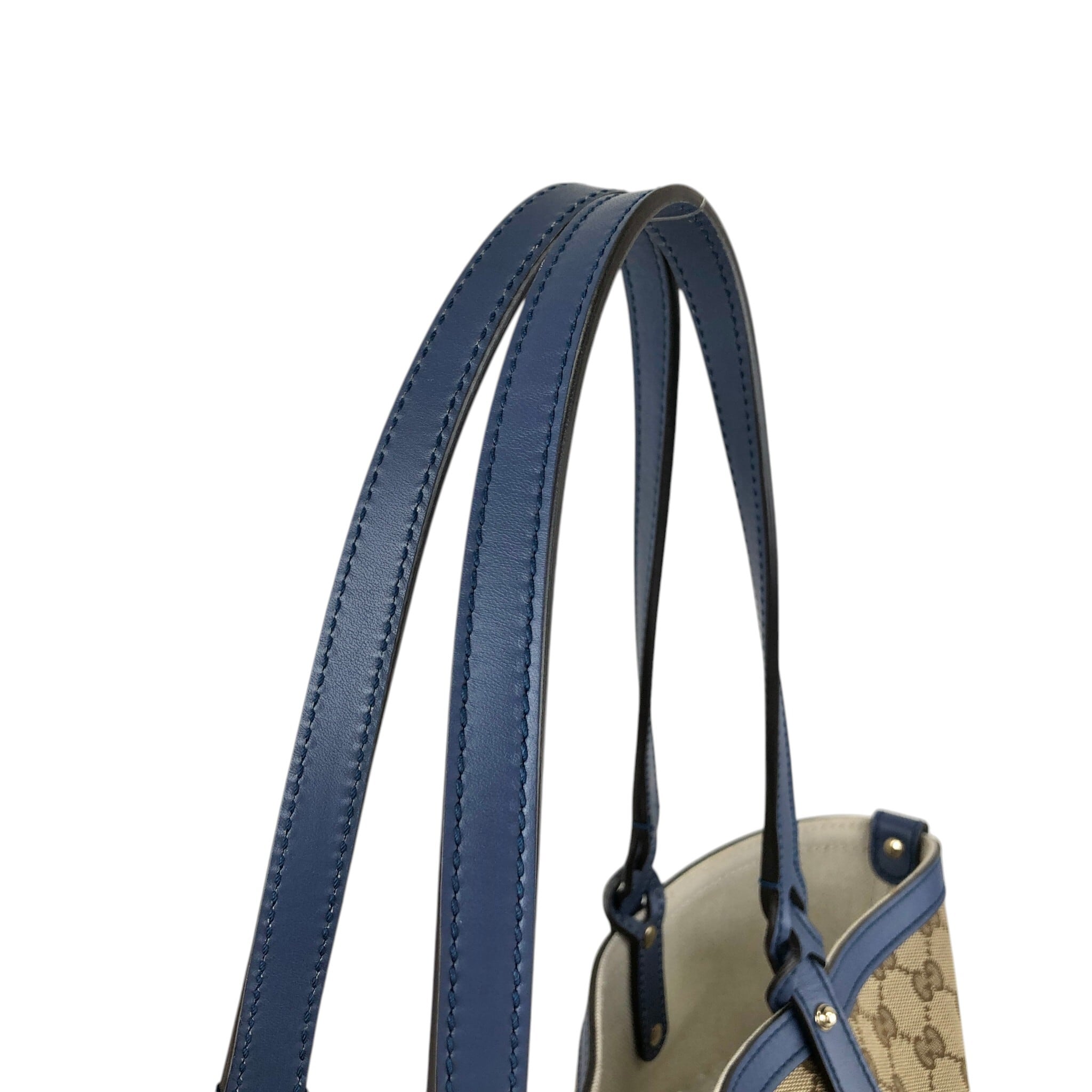 GUCCI グッチ GGスプリーム トートバッグ ベージュ ブルー キャンバス