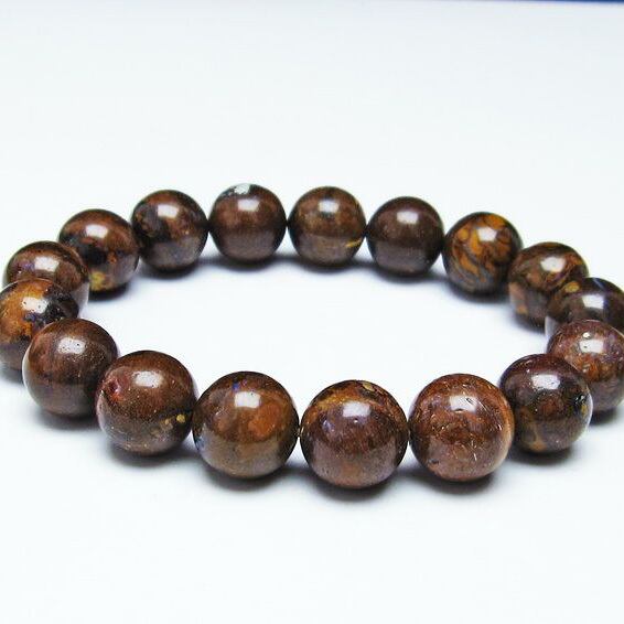 ボルダーオパール ブレスレット 13mm アイアンオパール 一点物 111-29522