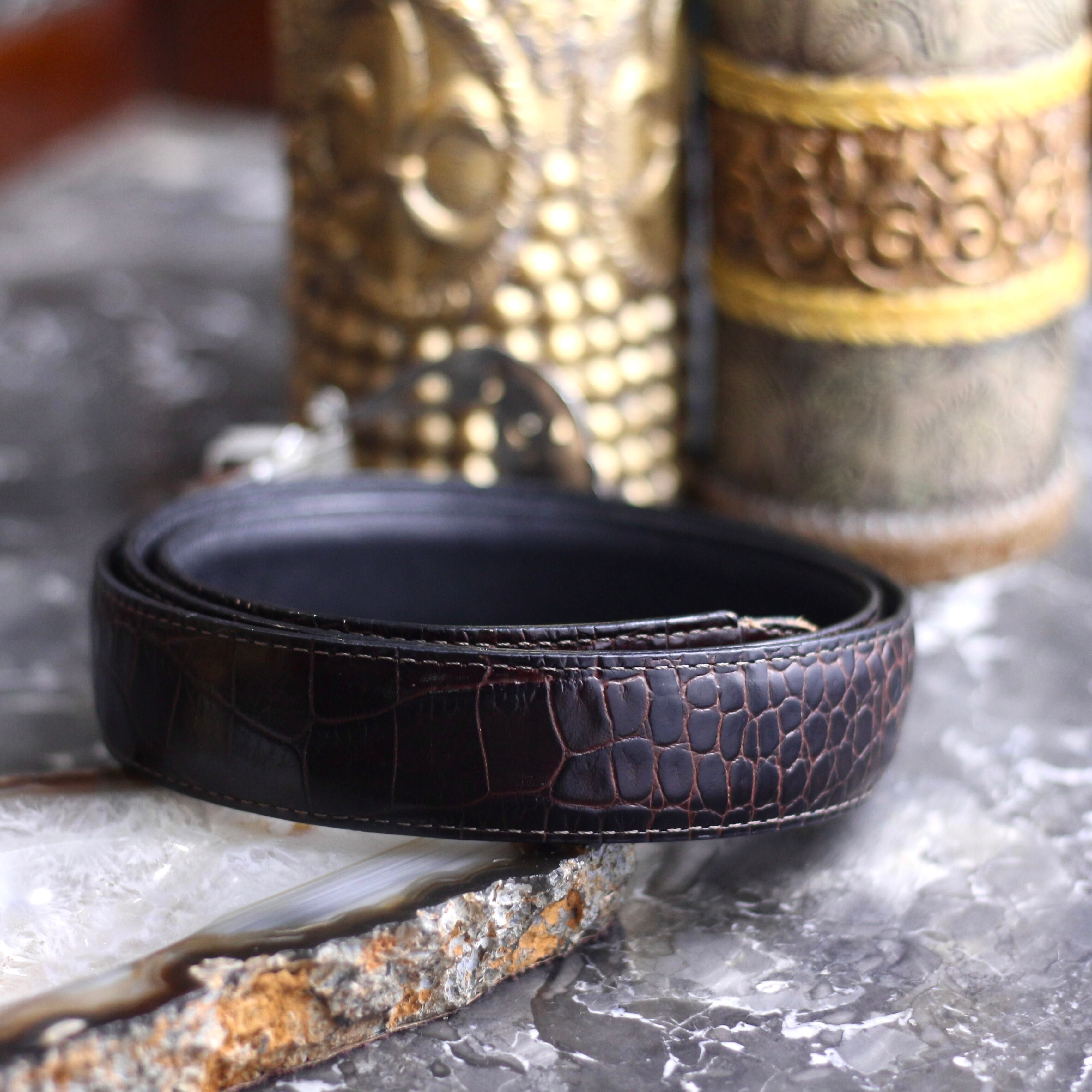 USA VINTAGE BRIGHTON BUCKLE DESIGN DOUBLE FACE LEATHER BELT