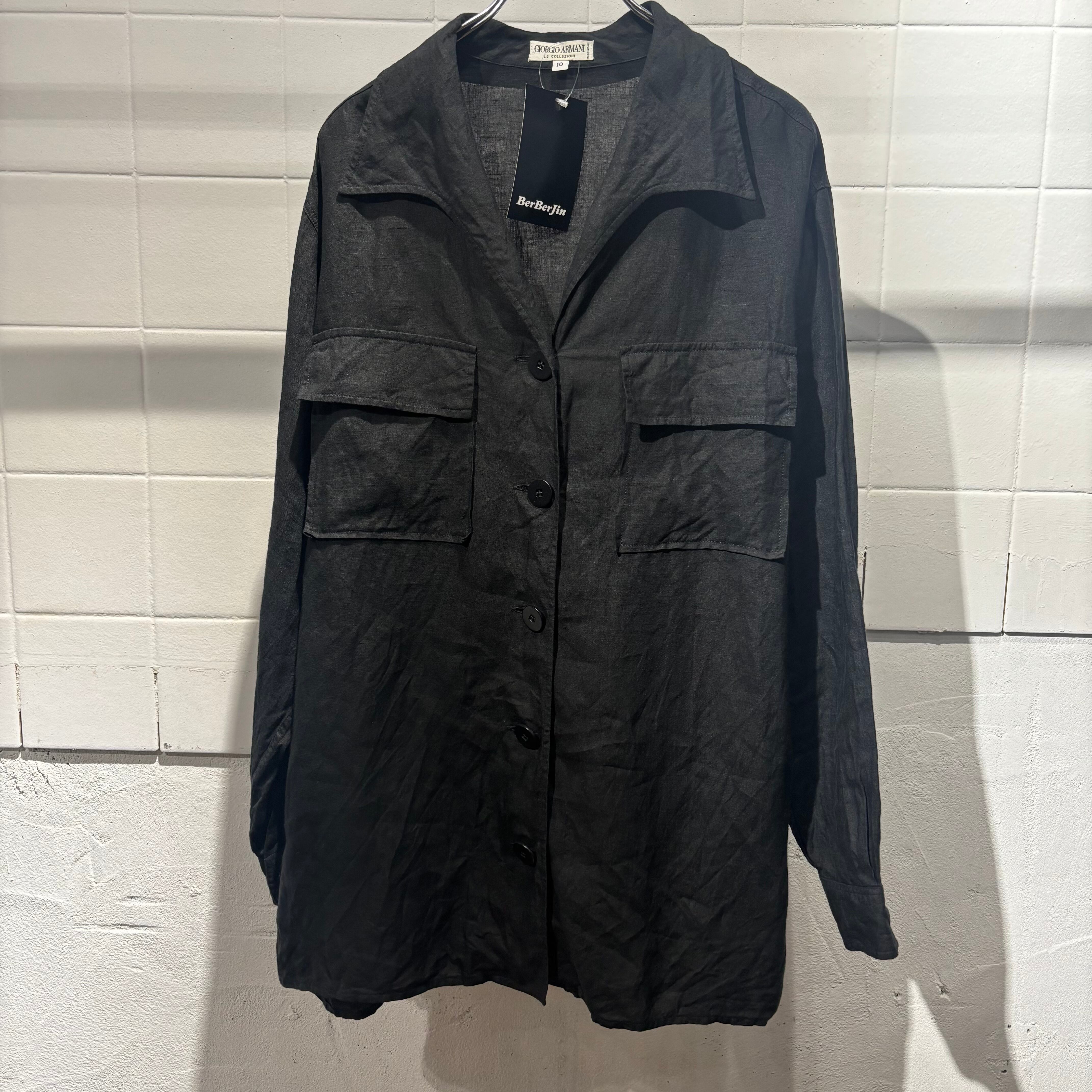 80s armani jeans Shirt Jacket シャツジャケット 黒 80S GIORGIO ARMANI BLACK LINEN JACKET | BerBerJin / & BerBerJin