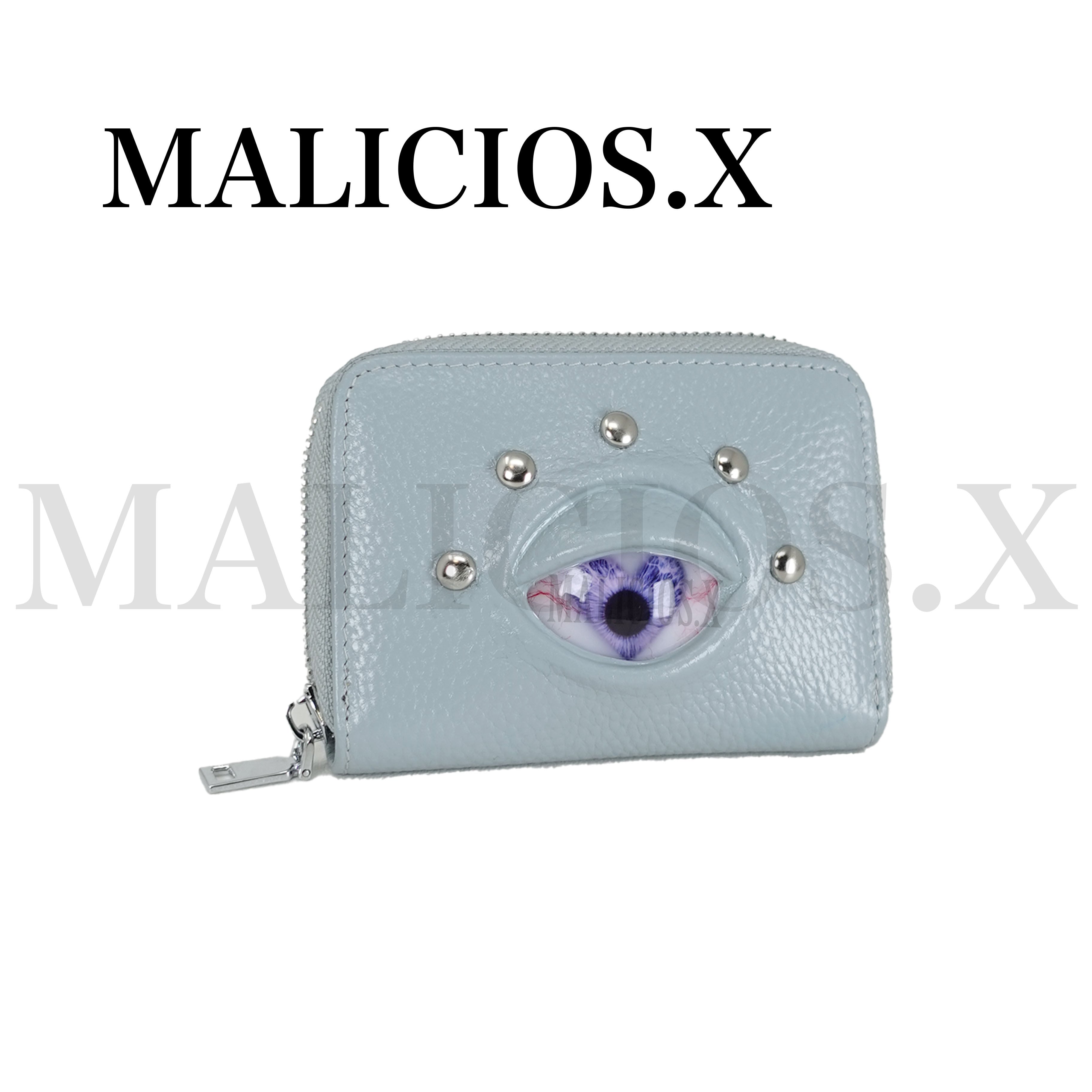 ミニ財布　MALICIOUS.X 紫×緑 Heart Eye folding zip card & coin case(Ice Blue)/Violet | MALICIOUS.X
