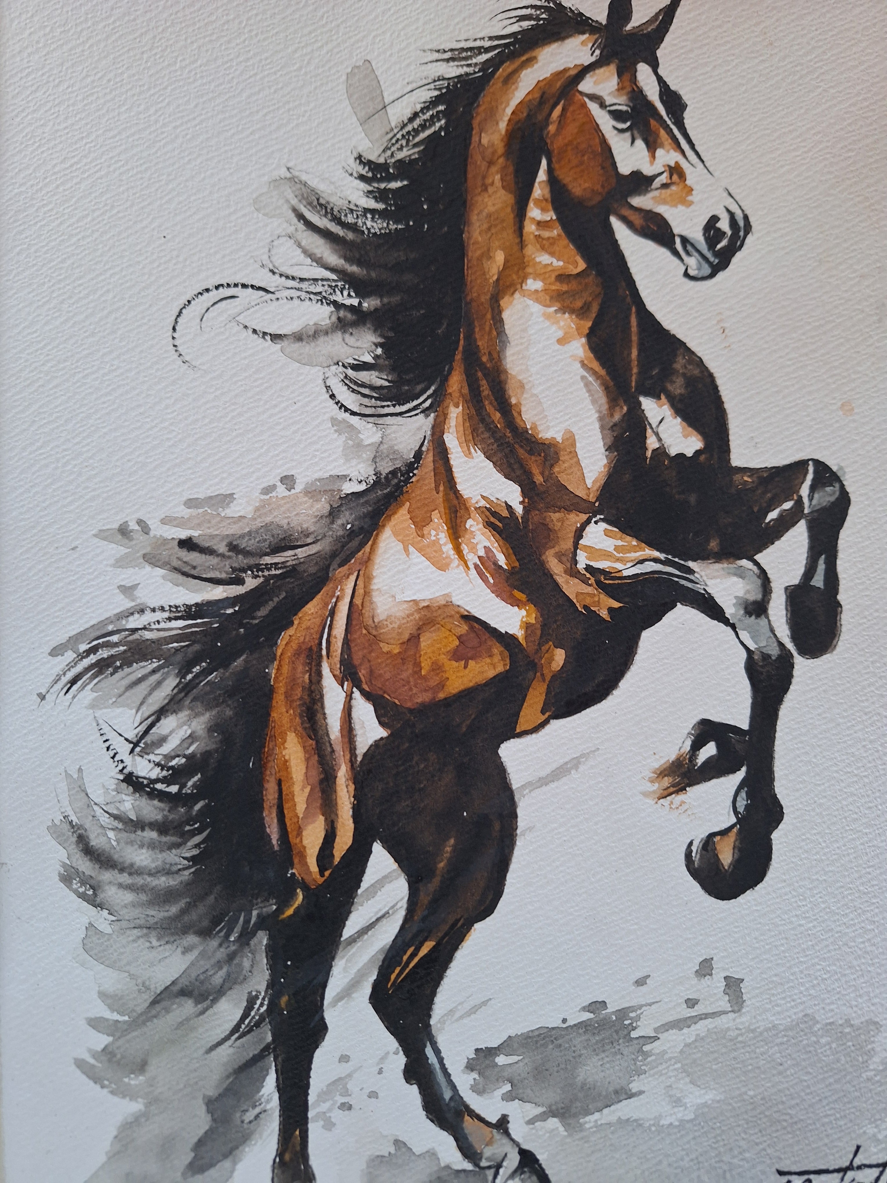 水彩画 暴れ馬 | 工房 和み
