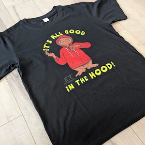 【 E.T. 】 『It's all good in the HOOD! 』Tee / 映画Tシャツ / 80'MOVIE / Tシャツ / BLACK〚アメリカン雑貨 アメトイ〛