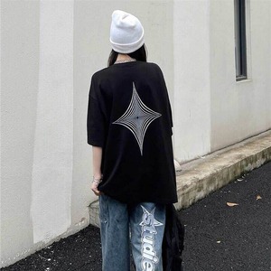 【韓国通販 dgo】オーバーサイズ バックグラフィックプリントTシャツ ブラック(W2323）センス溢れるファッションitem