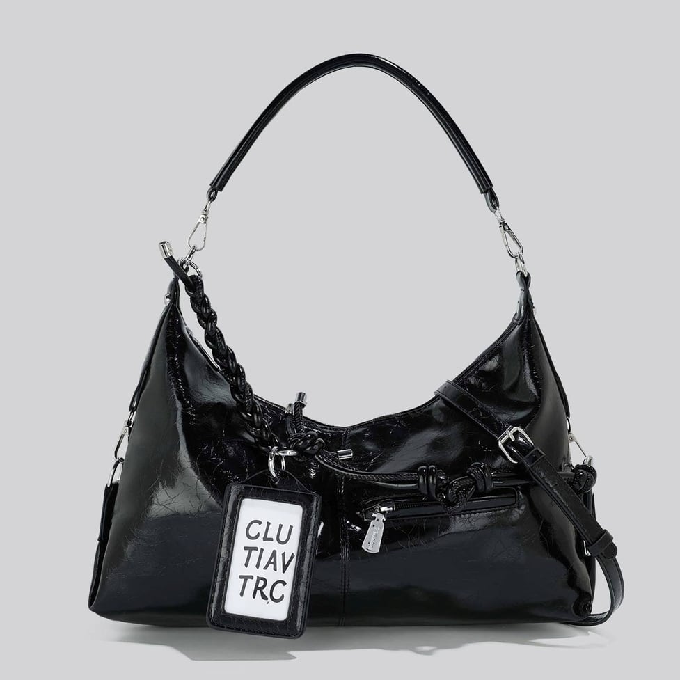glossy faux leather bag / l0750