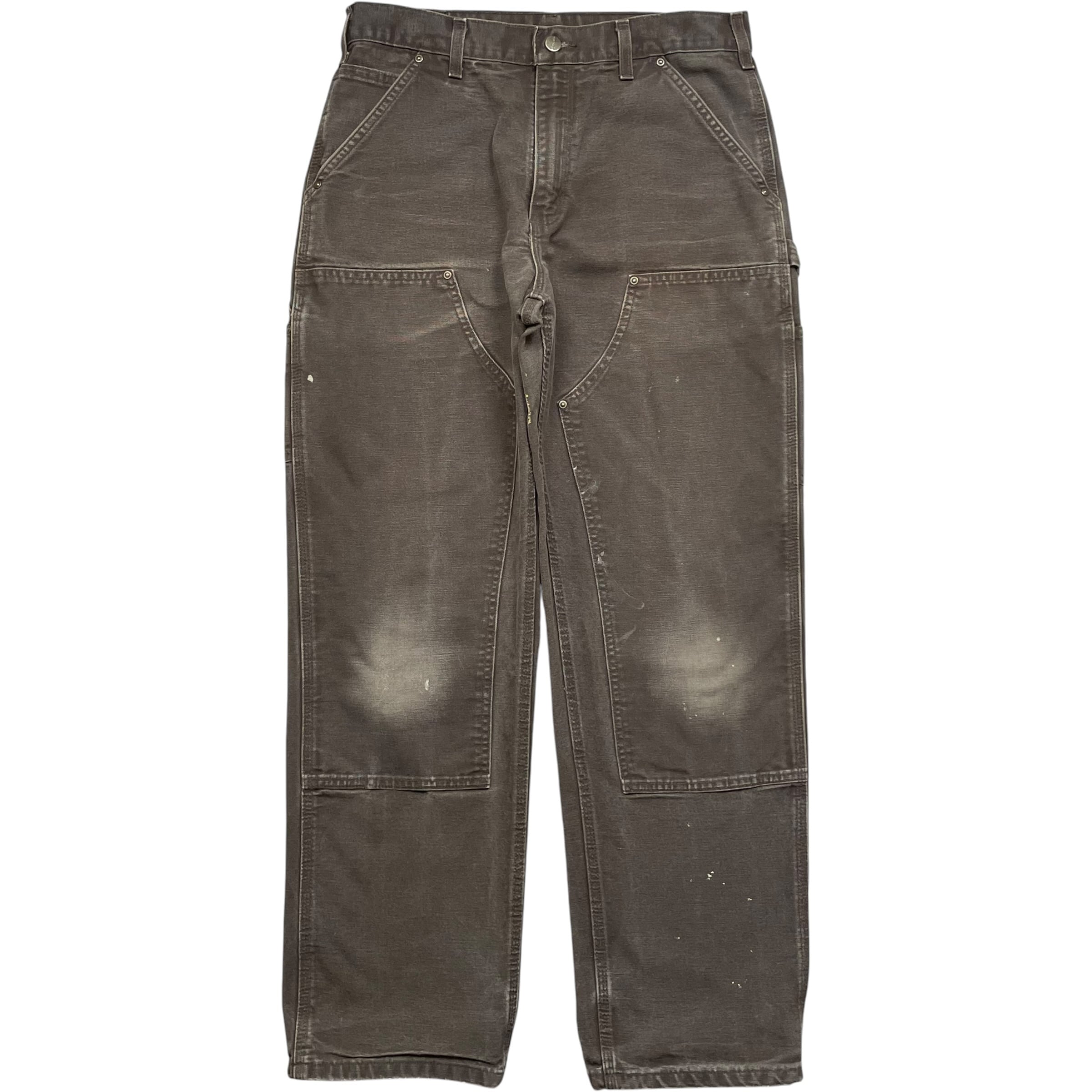 《W32 L31 》 Carhartt カーハート ペインターパンツ ワークパンツ ダブルニー ダークブラウン フェード ペイント no.10342