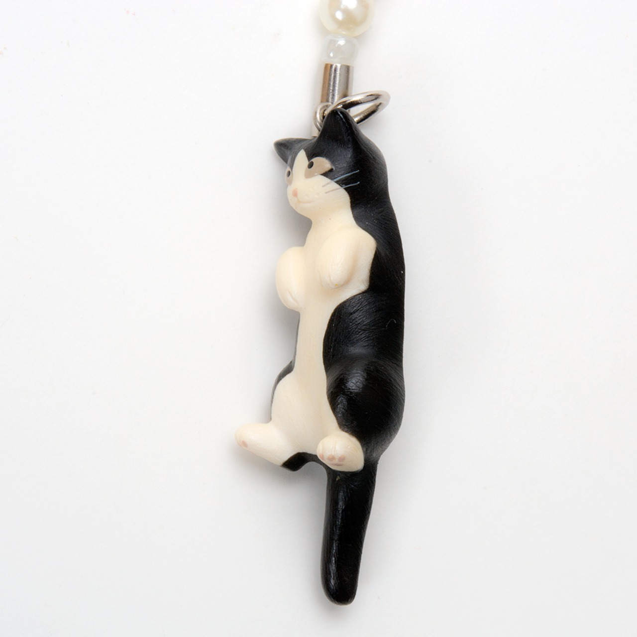 ペットラバーズ 旅猫リポート登場 猫どん LadyCat vol,7 黒白 ビーズ ストラップ N-2704