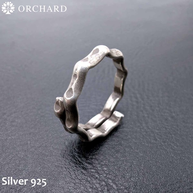 カレンシルバー980 ウェーブクレスト模様 指輪 リング サイズ調整可能 17号以上 メンズ レディース ハンドメイドジュエリー