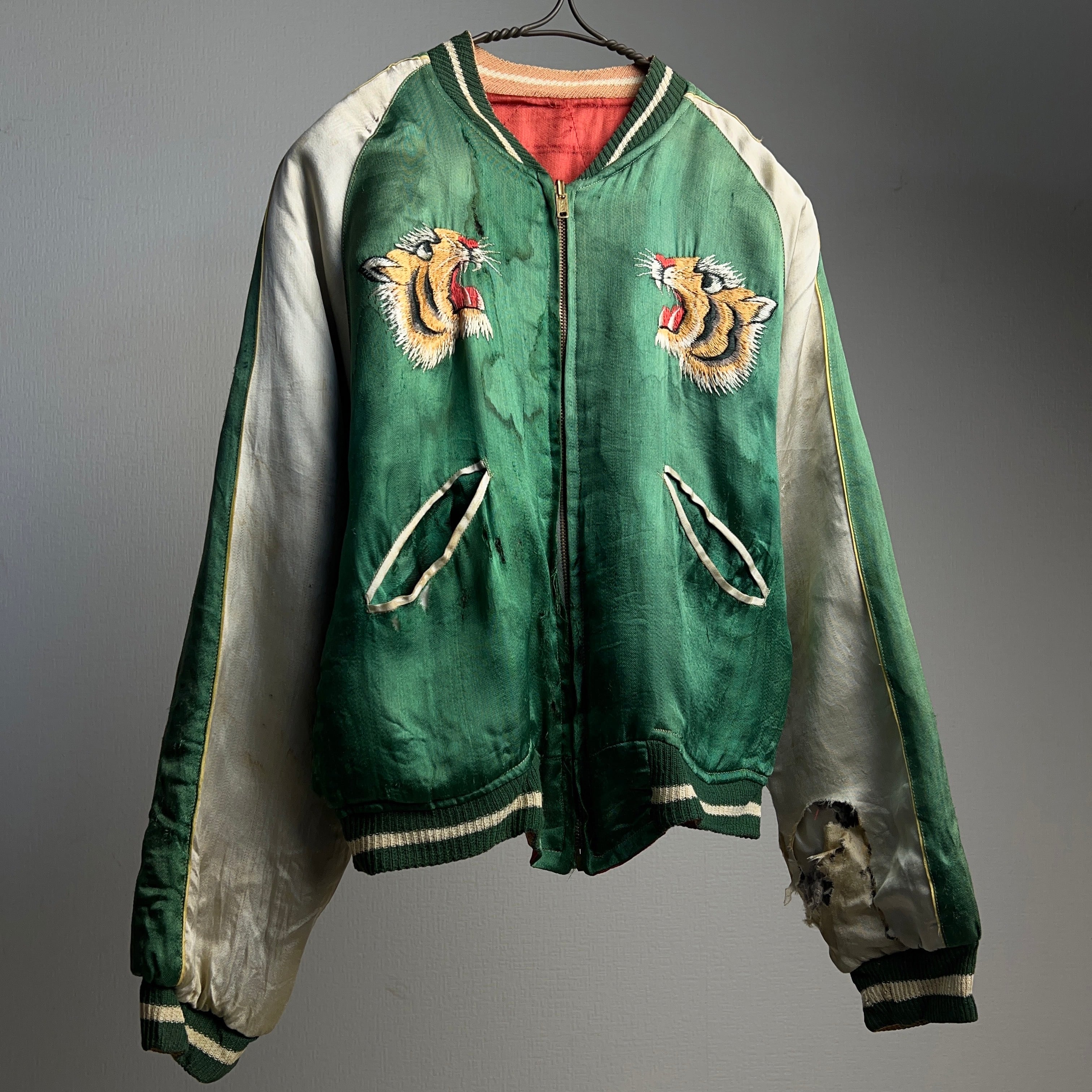 1950's Sukajan Souvenir Jacket Reversible 50年代 刺繍 スカジャン リバーシブル 虎 鷹  【1000A04】【送料無料】