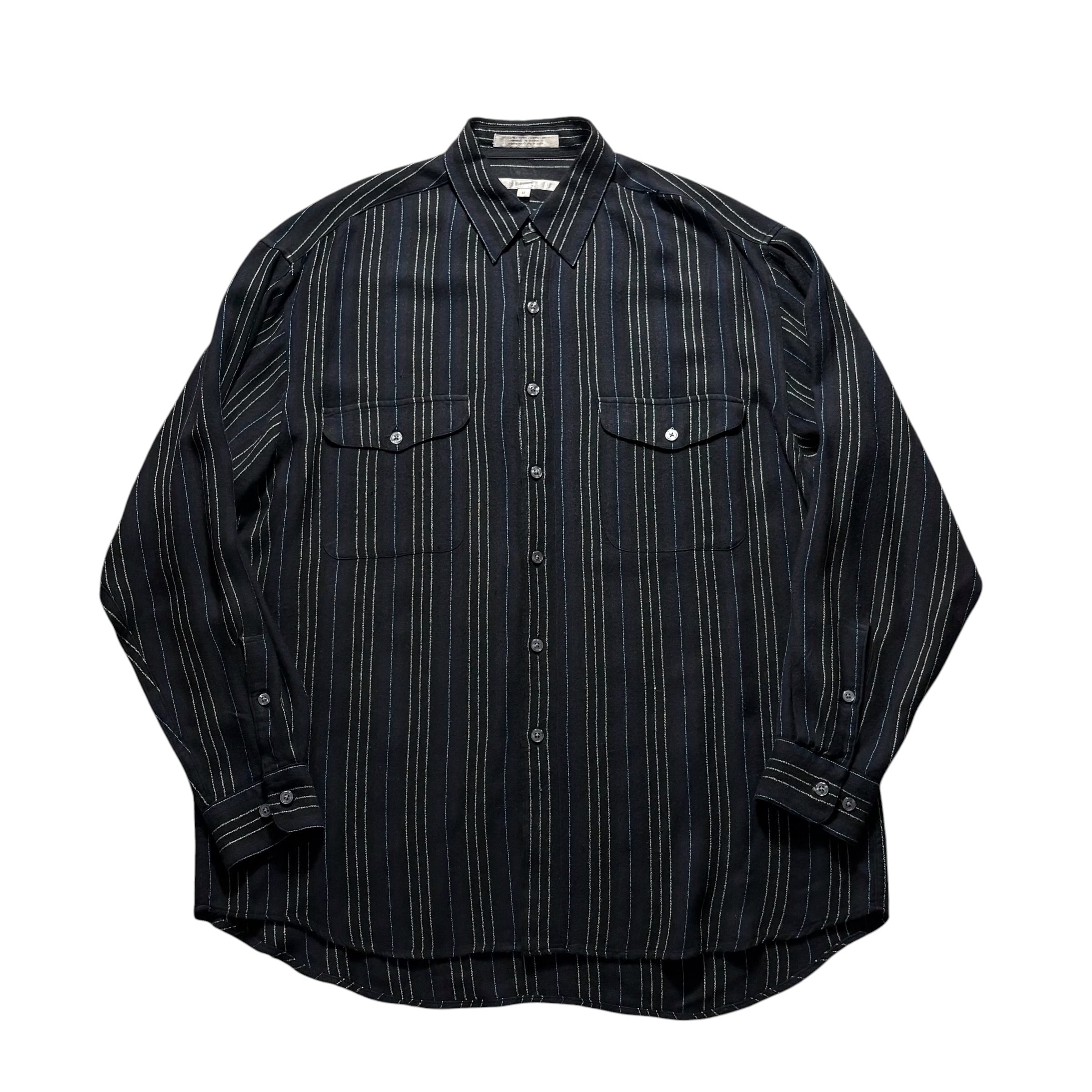 POLO by RALPH LAUREN linen×silk black open collar shirt | NOIR ONLINE