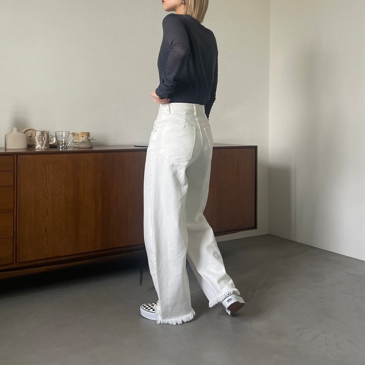 tulle sheer crew neck tops/gray | CFT