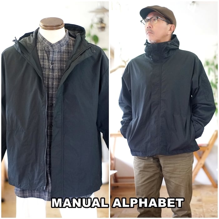 フード付きアルファベットジャケット MANUAL ALPHABET マニュアルアルファベット タイプライターフード