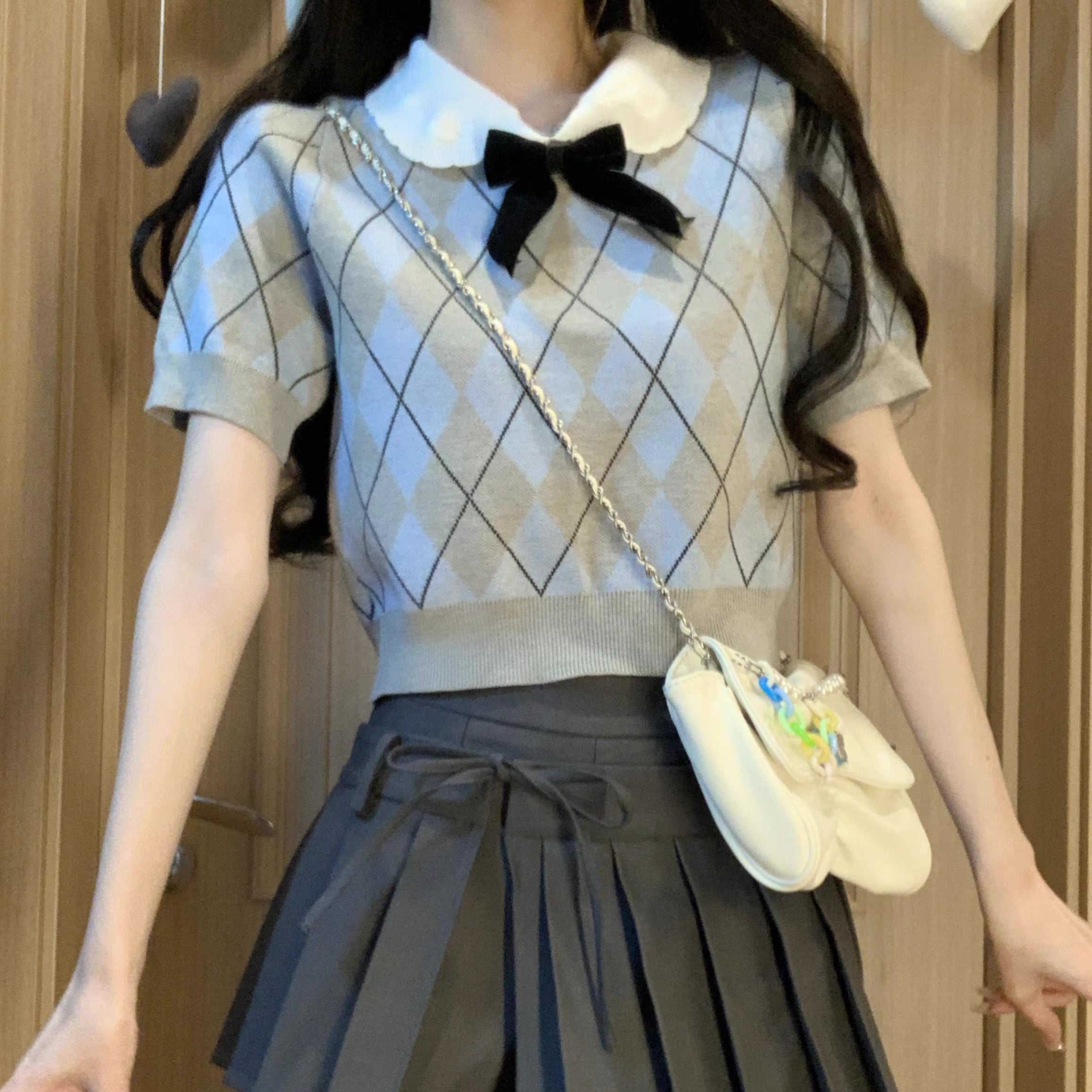 サマーニット✨️襟付きツイーディーニット Sサイズ Girly Doll（ガーリードール） ニット セーター 襟付き半袖サマー