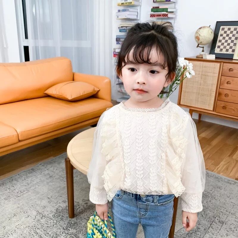 送料無料 予約商品 011 レース ナチュラル チュール 可愛い ブラウス トップス キッズ ベビー Selectshop Aya