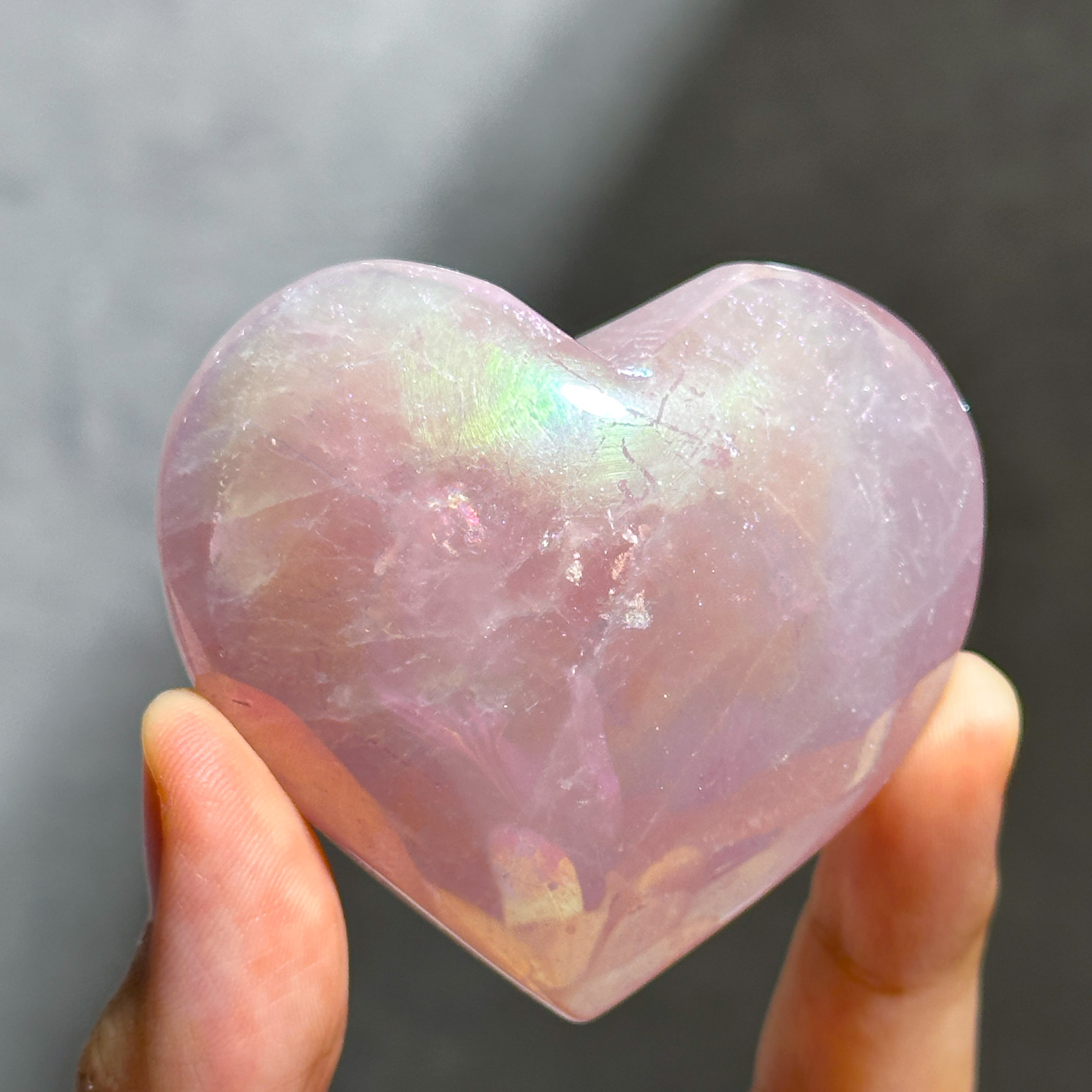 ♡エンジェルオーラローズクォーツ ハート64♡ Angel Aura Rose Quartz ♡天然石・鉱石・パワーストーン