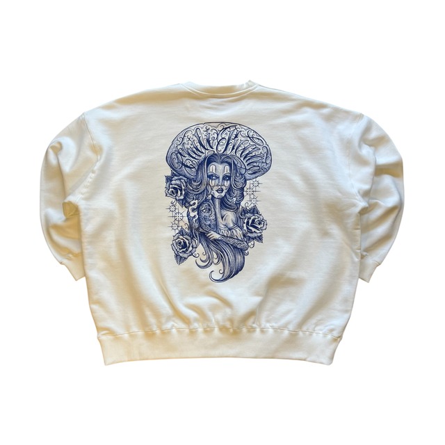 CHILI BEANS #Three Rose Girl Crew Neck White