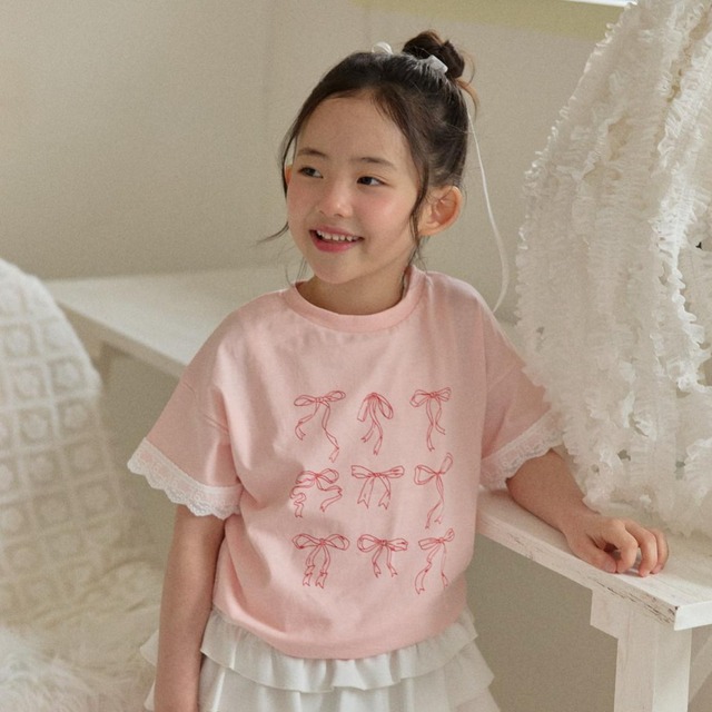 «予約»«ジュニアサイズあり»«berry berry» リボンカットソー 2colors