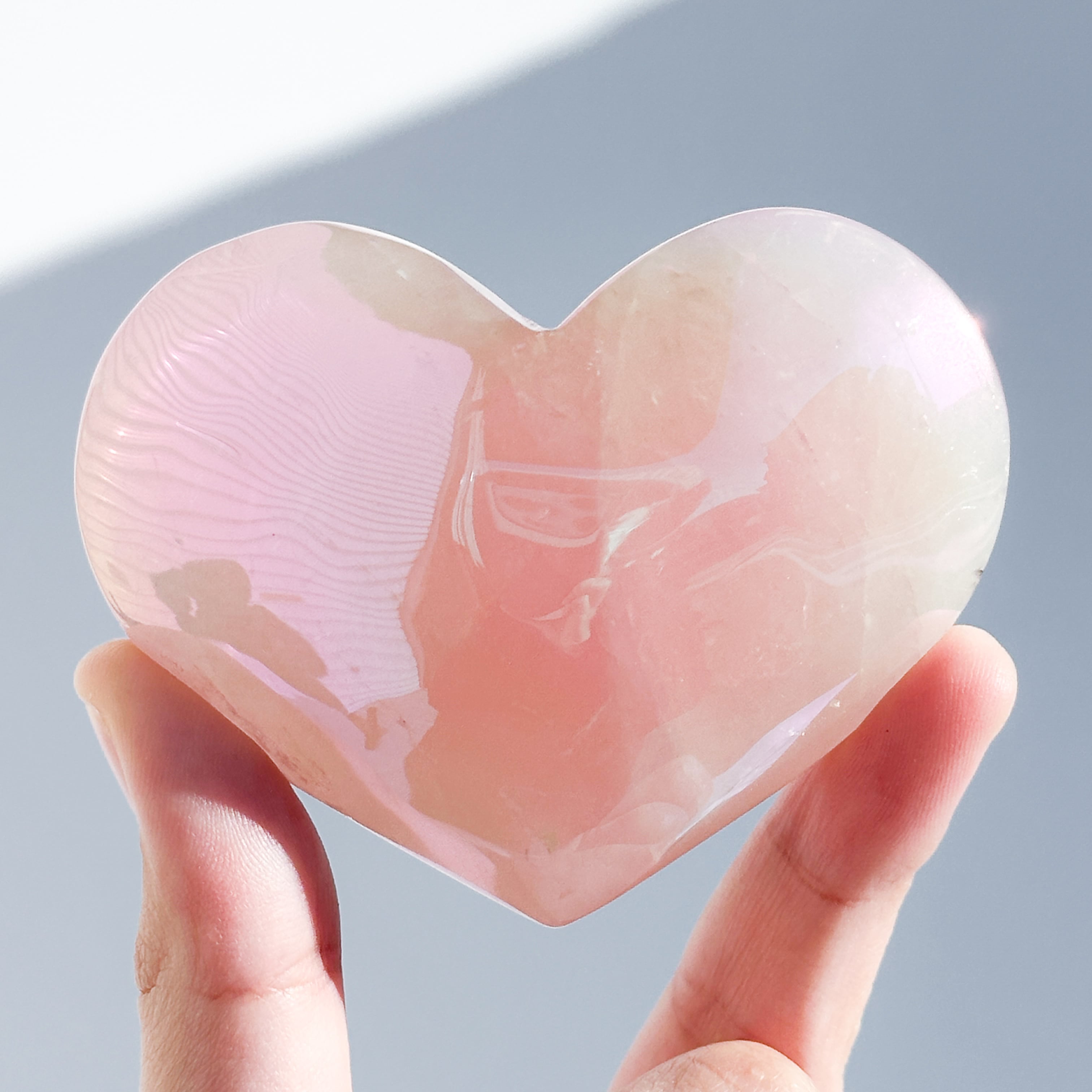 エンジェルオーラハートローズクォーツ 178g 天然石 パワーストーン Big♡エンジェルオーラローズクォーツ ハート74♡ Angel Aura Rose